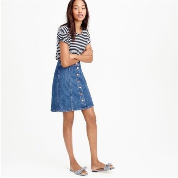 J. Crew Dresses & Skirts - J. Crew Denim Button Up Front Blue Mini Skirt